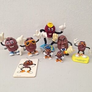 Vintage California Raisins Figurines Wind-Up Figures Keychain Mixed Set of 8